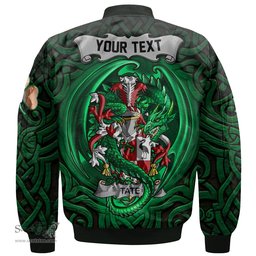 ScotsTee Shop Irish Tate Coat of Arms Irish Jacket Family Crest Green Dragon Of Ireland Bomber Jacket