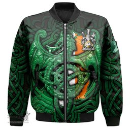 ScotsTee Shop Irish Roberts Coat of Arms Irish Jacket Family Crest Green Dragon Of Ireland Bomber Jacket