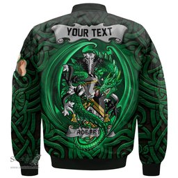 ScotsTee Shop Irish Roberts Coat of Arms Irish Jacket Family Crest Green Dragon Of Ireland Bomber Jacket