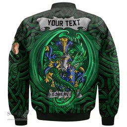 ScotsTee Shop Irish Somerville Coat of Arms Irish Jacket Family Crest Green Dragon Of Ireland Bomber Jacket