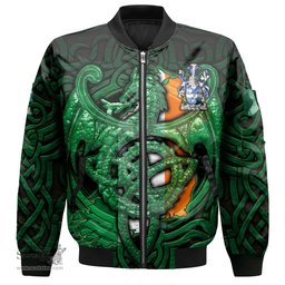 ScotsTee Shop Irish Swan Coat of Arms Irish Jacket Family Crest Green Dragon Of Ireland Bomber Jacket