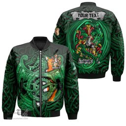 ScotsTee Shop Irish Raynolds Coat of Arms Irish Jacket Family Crest Green Dragon Of Ireland Bomber Jacket