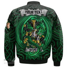 ScotsTee Shop Irish Warner Coat of Arms Irish Jacket Family Crest Green Dragon Of Ireland Bomber Jacket