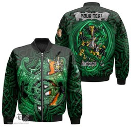 ScotsTee Shop Irish Warner Coat of Arms Irish Jacket Family Crest Green Dragon Of Ireland Bomber Jacket