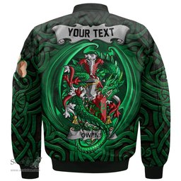 ScotsTee Shop Irish Owens Coat of Arms Irish Jacket Family Crest Green Dragon Of Ireland Bomber Jacket