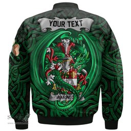 ScotsTee Shop Irish Warwick Coat of Arms Irish Jacket Family Crest Green Dragon Of Ireland Bomber Jacket