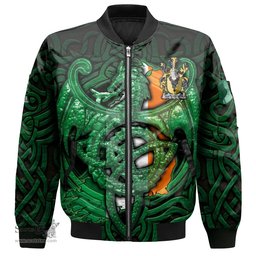 ScotsTee Shop Irish Waterhouse Coat of Arms Irish Jacket Family Crest Green Dragon Of Ireland Bomber Jacket