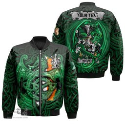 ScotsTee Shop Irish Wemyss Coat of Arms Irish Jacket Family Crest Green Dragon Of Ireland Bomber Jacket