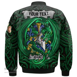 ScotsTee Shop Irish Stanley Coat of Arms Irish Jacket Family Crest Green Dragon Of Ireland Bomber Jacket