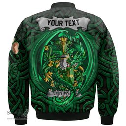 ScotsTee Shop Irish Rotheram Coat of Arms Irish Jacket Family Crest Green Dragon Of Ireland Bomber Jacket