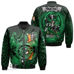 ScotsTee Shop Irish Rawlins Coat of Arms Irish Jacket Family Crest Green Dragon Of Ireland Bomber Jacket