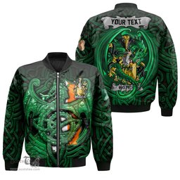 ScotsTee Shop Irish Wotton Coat of Arms Irish Jacket Family Crest Green Dragon Of Ireland Bomber Jacket