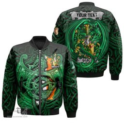 ScotsTee Shop Irish Odell Coat of Arms Irish Jacket Family Crest Green Dragon Of Ireland Bomber Jacket