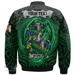 ScotsTee Shop Irish Tierney or O Tierney Coat of Arms Irish Jacket Family Crest Green Dragon Of Ireland Bomber Jacket
