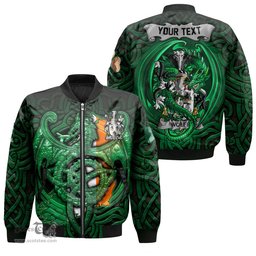 ScotsTee Shop Irish Wolfe Coat of Arms Irish Jacket Family Crest Green Dragon Of Ireland Bomber Jacket