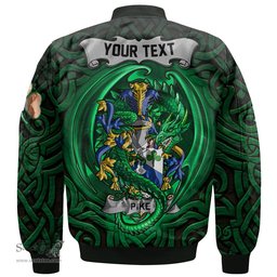 ScotsTee Shop Irish Pike Coat of Arms Irish Jacket Family Crest Green Dragon Of Ireland Bomber Jacket