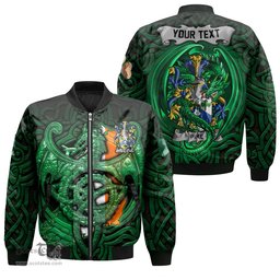 ScotsTee Shop Irish Pike Coat of Arms Irish Jacket Family Crest Green Dragon Of Ireland Bomber Jacket
