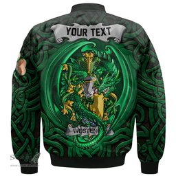 ScotsTee Shop Irish Westenra Coat of Arms Irish Jacket Family Crest Green Dragon Of Ireland Bomber Jacket