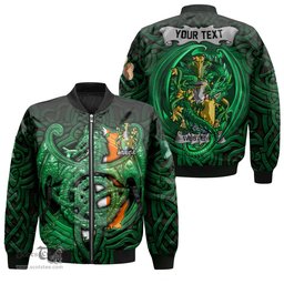 ScotsTee Shop Irish Westenra Coat of Arms Irish Jacket Family Crest Green Dragon Of Ireland Bomber Jacket