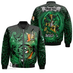 ScotsTee Shop Irish Trumbull or Turnbull Coat of Arms Irish Jacket Family Crest Green Dragon Of Ireland Bomber Jacket