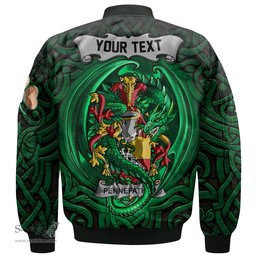 ScotsTee Shop Irish Pennefather Coat of Arms Irish Jacket Family Crest Green Dragon Of Ireland Bomber Jacket