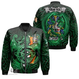 ScotsTee Shop Irish Torway Coat of Arms Irish Jacket Family Crest Green Dragon Of Ireland Bomber Jacket