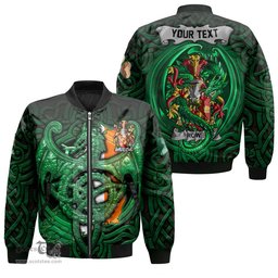 ScotsTee Shop Irish Rowe Coat of Arms Irish Jacket Family Crest Green Dragon Of Ireland Bomber Jacket
