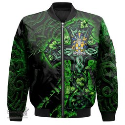 ScotsTee Shop Irish Accotts Coat of Arms Irish Jacket Family Crest Celtic Cross And Dragon Bomber Jacket