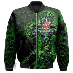 ScotsTee Shop Irish Arthur Coat of Arms Irish Jacket Family Crest Celtic Cross And Dragon Bomber Jacket