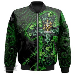 ScotsTee Shop Irish Ashmore Coat of Arms Irish Jacket Family Crest Celtic Cross And Dragon Bomber Jacket