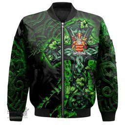 ScotsTee Shop Irish Ballet Coat of Arms Irish Jacket Family Crest Celtic Cross And Dragon Bomber Jacket