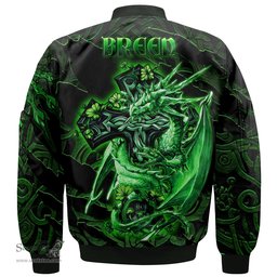 ScotsTee Shop Irish Breen or O Breen Coat of Arms Irish Jacket Family Crest Celtic Cross And Dragon Bomber Jacket