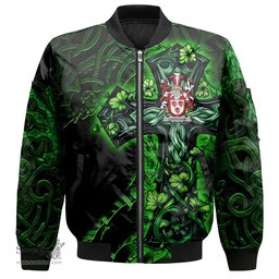ScotsTee Shop Irish Carkham Coat of Arms Irish Jacket Family Crest Celtic Cross And Dragon Bomber Jacket