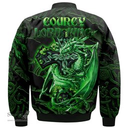 ScotsTee Shop Irish Courcy de Lord Kingsale Coat of Arms Irish Jacket Family Crest Celtic Cross And Dragon Bomber Jacket