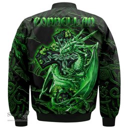 ScotsTee Shop Irish Connellan or O Connellan Coat of Arms Irish Jacket Family Crest Celtic Cross And Dragon Bomber Jacket