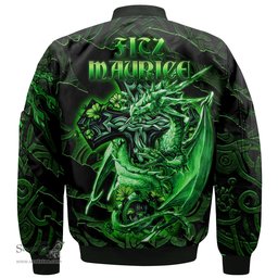 ScotsTee Shop Irish Fitz Maurice Coat of Arms Irish Jacket Family Crest Celtic Cross And Dragon Bomber Jacket