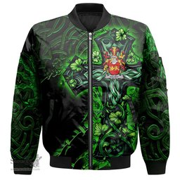 ScotsTee Shop Irish Falvey or O Falvey Coat of Arms Irish Jacket Family Crest Celtic Cross And Dragon Bomber Jacket