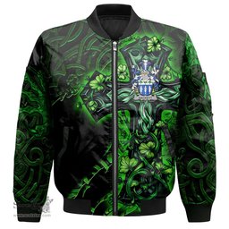ScotsTee Shop Irish Hackett Coat of Arms Irish Jacket Family Crest Celtic Cross And Dragon Bomber Jacket