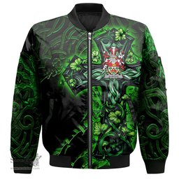 ScotsTee Shop Irish Elwood Coat of Arms Irish Jacket Family Crest Celtic Cross And Dragon Bomber Jacket