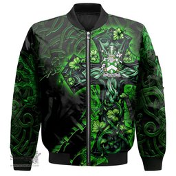 ScotsTee Shop Irish Flood Coat of Arms Irish Jacket Family Crest Celtic Cross And Dragon Bomber Jacket