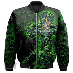 ScotsTee Shop Irish Cusack Coat of Arms Irish Jacket Family Crest Celtic Cross And Dragon Bomber Jacket