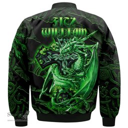 ScotsTee Shop Irish Fitz William Coat of Arms Irish Jacket Family Crest Celtic Cross And Dragon Bomber Jacket