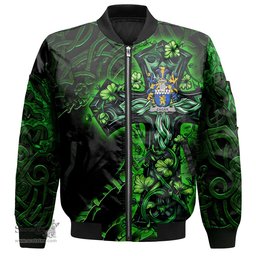 ScotsTee Shop Irish Eagar Coat of Arms Irish Jacket Family Crest Celtic Cross And Dragon Bomber Jacket