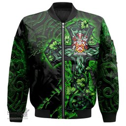 ScotsTee Shop Irish Malpas Coat of Arms Irish Jacket Family Crest Celtic Cross And Dragon Bomber Jacket