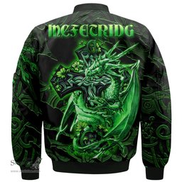 ScotsTee Shop Irish McFetridge Coat of Arms Irish Jacket Family Crest Celtic Cross And Dragon Bomber Jacket