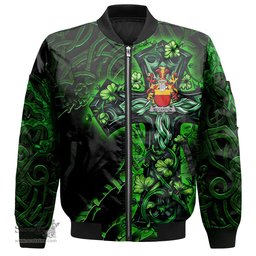 ScotsTee Shop Irish McCarron Coat of Arms Irish Jacket Family Crest Celtic Cross And Dragon Bomber Jacket