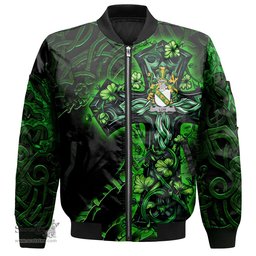 ScotsTee Shop Irish Low Coat of Arms Irish Jacket Family Crest Celtic Cross And Dragon Bomber Jacket