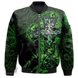 ScotsTee Shop Irish Mervyn Coat of Arms Irish Jacket Family Crest Celtic Cross And Dragon Bomber Jacket