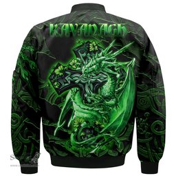 ScotsTee Shop Irish Kavanagh or Cavanagh Coat of Arms Irish Jacket Family Crest Celtic Cross And Dragon Bomber Jacket