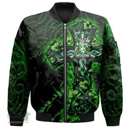 ScotsTee Shop Irish Heaton Coat of Arms Irish Jacket Family Crest Celtic Cross And Dragon Bomber Jacket